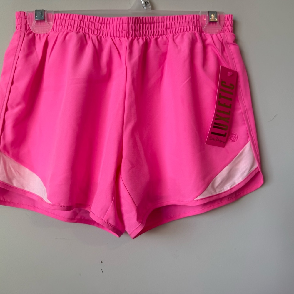 Lilly Pulitzer Luxletic prosecco pink ocean Trail active shorts size XS nwt